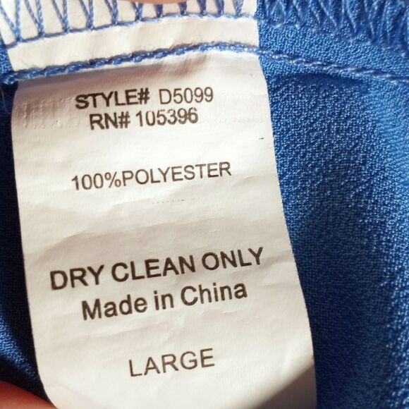 ONE STORY BLUE SHIFT DRESS W/SCALLOPED SLEEVES SZ.L EUC - Picture 8 of 8